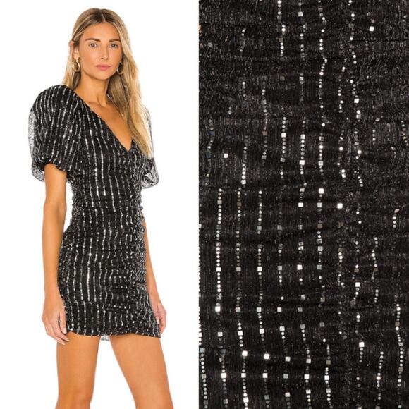 Lovers + Friends Bishop Mini Dress in Black & Silver NWOT Size Small - Picture 2 of 3